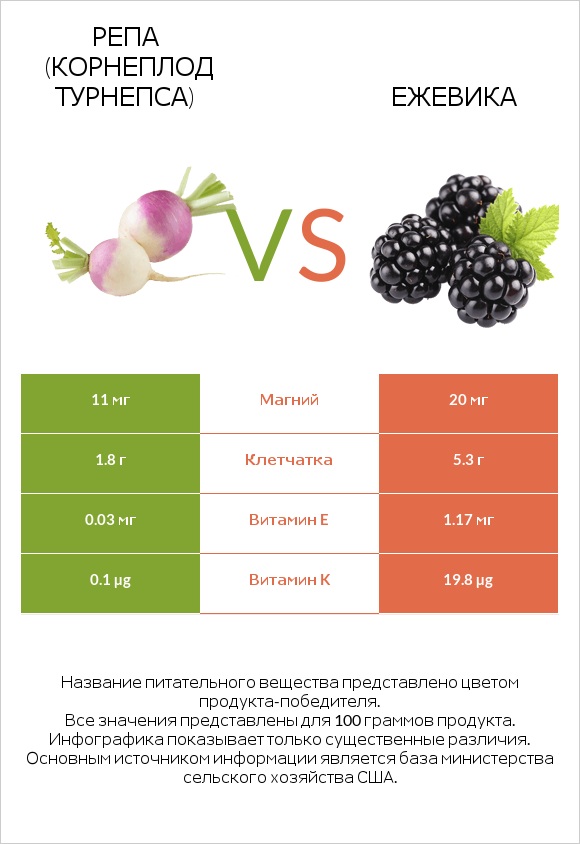 Репа (корнеплод турнепса) vs Ежевика infographic