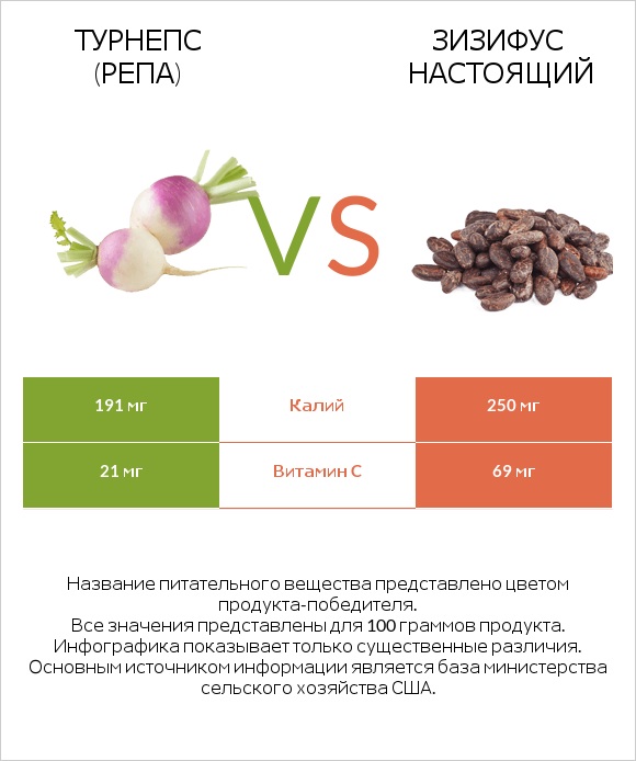 Репа (корнеплод турнепса) vs Зизифус настоящий infographic