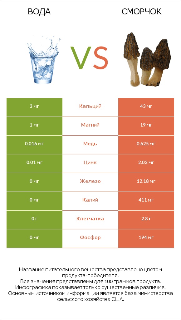 Вода vs Сморчок infographic