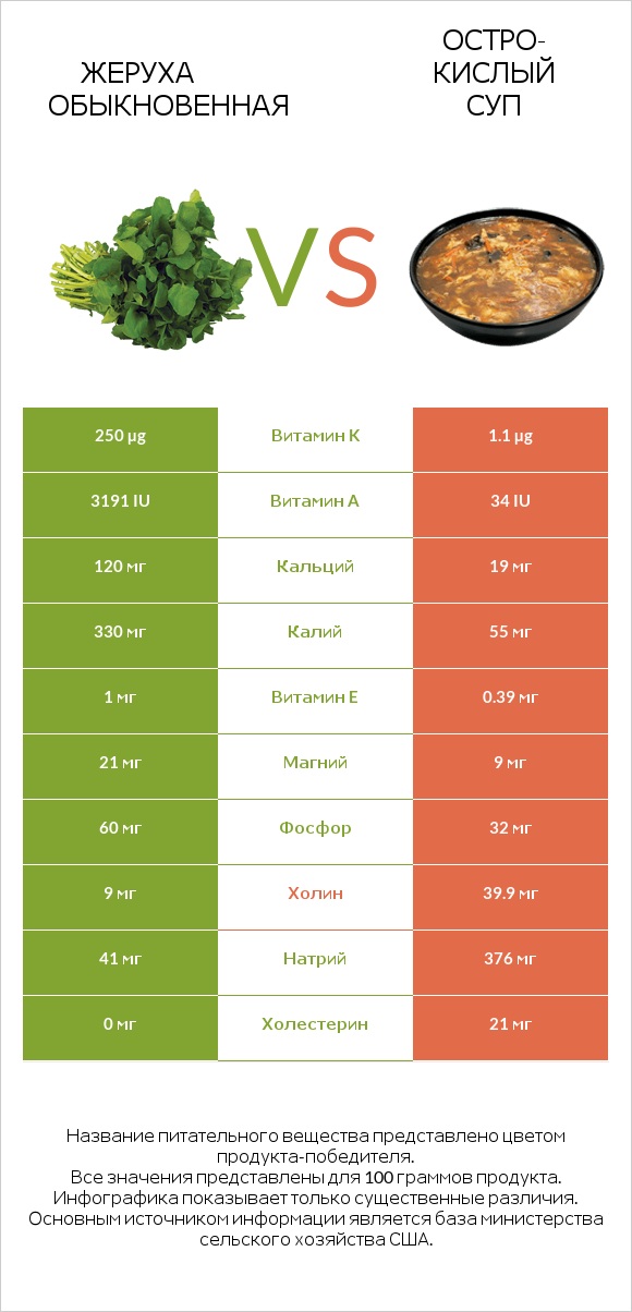 Жеруха обыкновенная vs Остро-кислый суп infographic