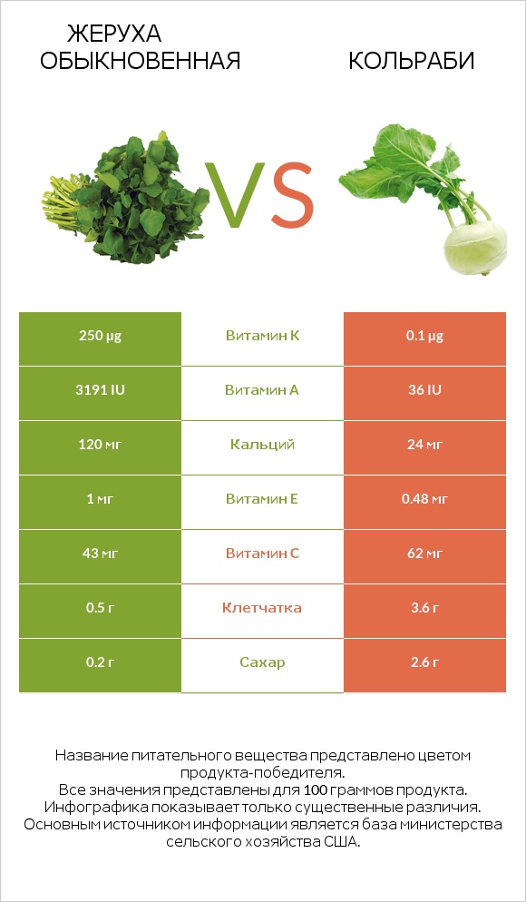Жеруха обыкновенная vs Кольраби infographic