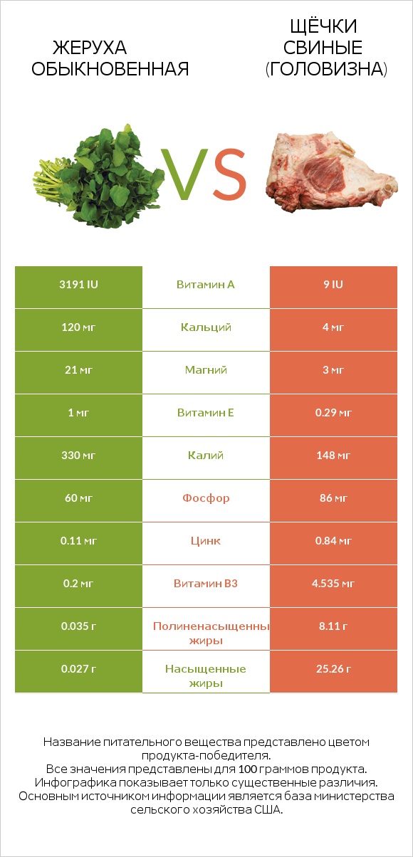 Жеруха обыкновенная vs Щёчки свиные (головизна) infographic