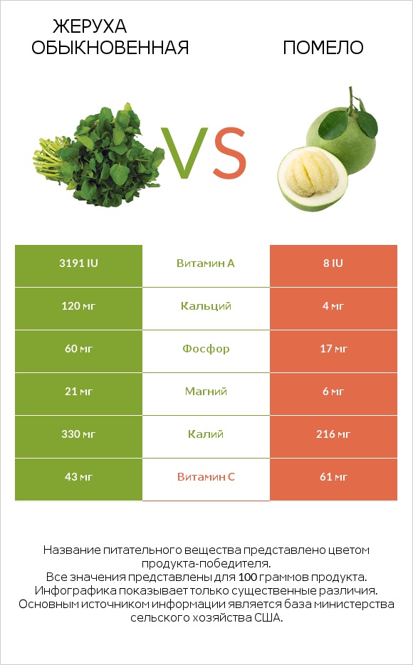 Жеруха обыкновенная vs Помело infographic