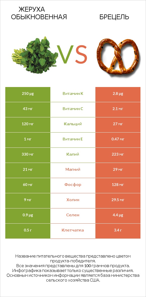 Жеруха обыкновенная vs Брецель infographic