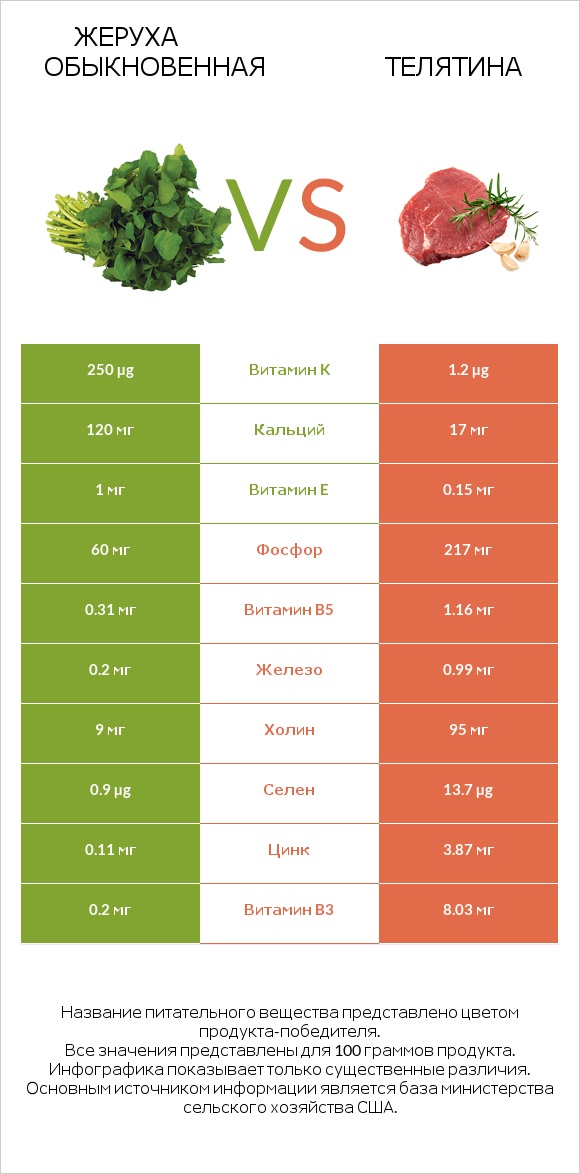 Жеруха обыкновенная vs Телятина infographic