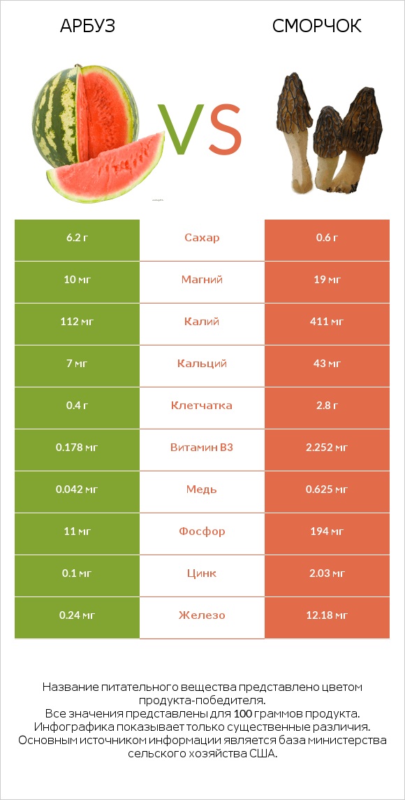 Арбуз vs Сморчок infographic