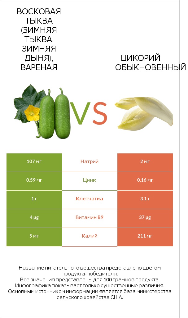 Wax gourd vs Chicory infographic