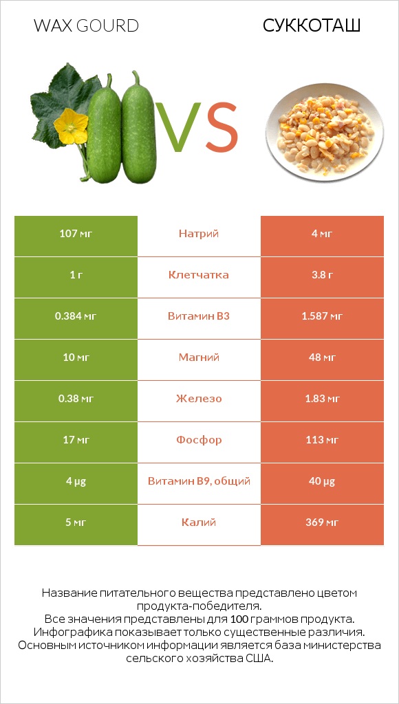 Wax gourd vs Суккоташ infographic