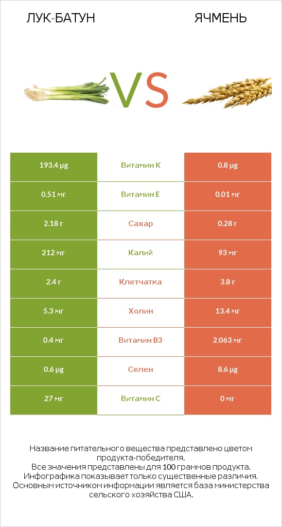 Лук-батун vs Ячмень infographic