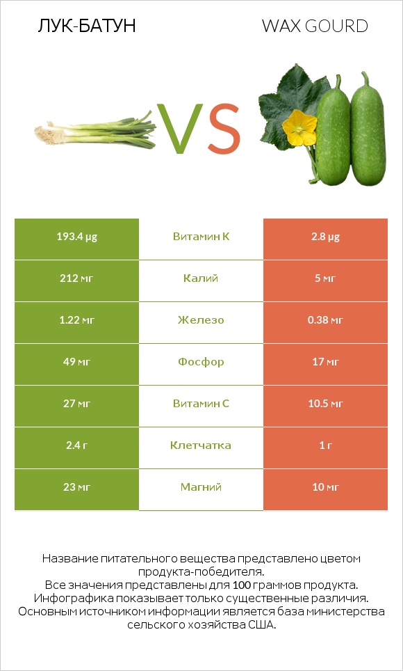 Лук-батун vs Wax gourd infographic
