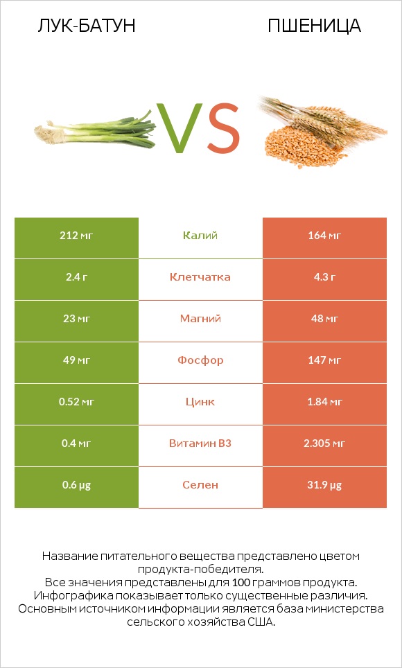 Лук-батун vs Пшеница infographic