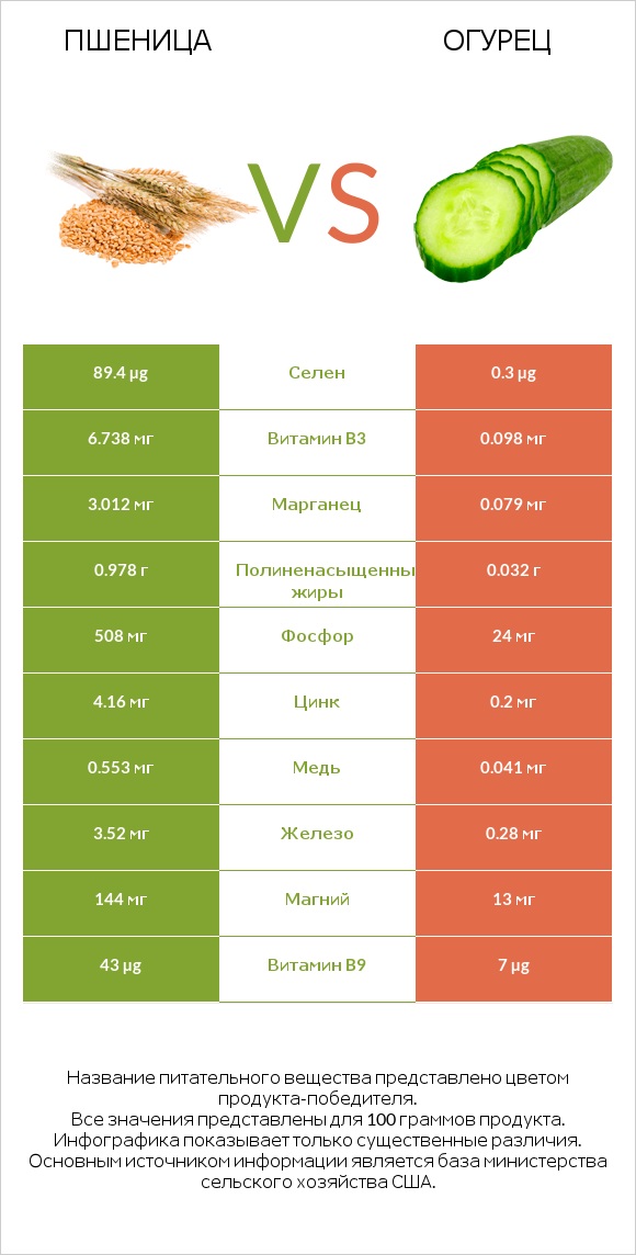 Пшеница vs Огурец infographic