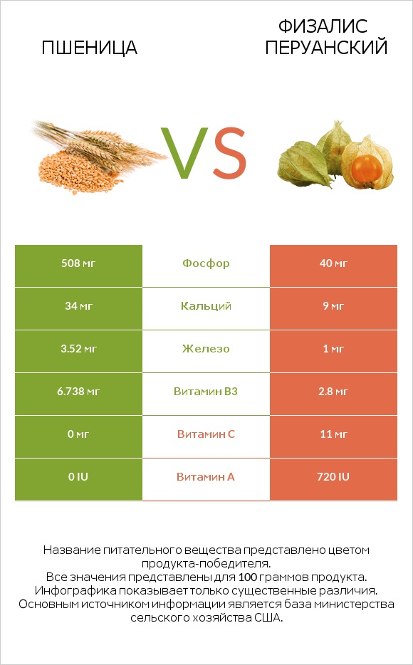Пшеница vs Физалис перуанский infographic