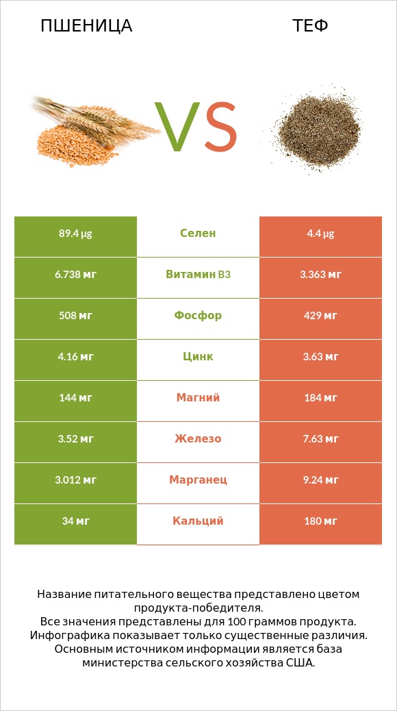 Пшеница vs Теф infographic