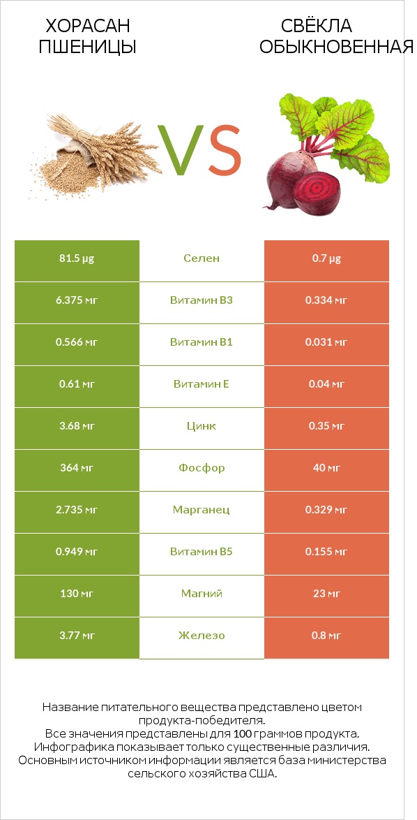 Хорасан пшеницы vs Свёкла обыкновенная infographic