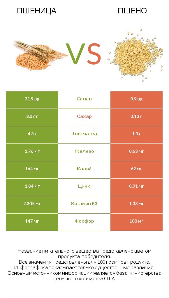 Пшеница vs Пшено infographic