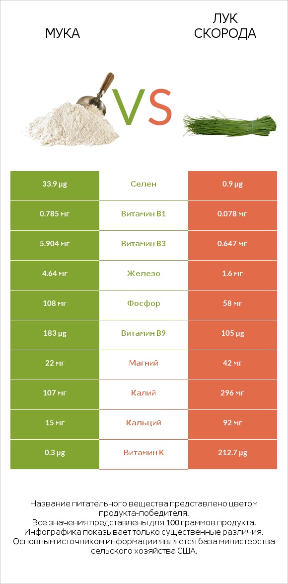 Мука vs Лук скорода infographic