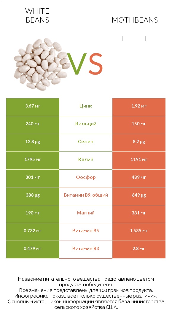 White beans vs Mothbeans infographic