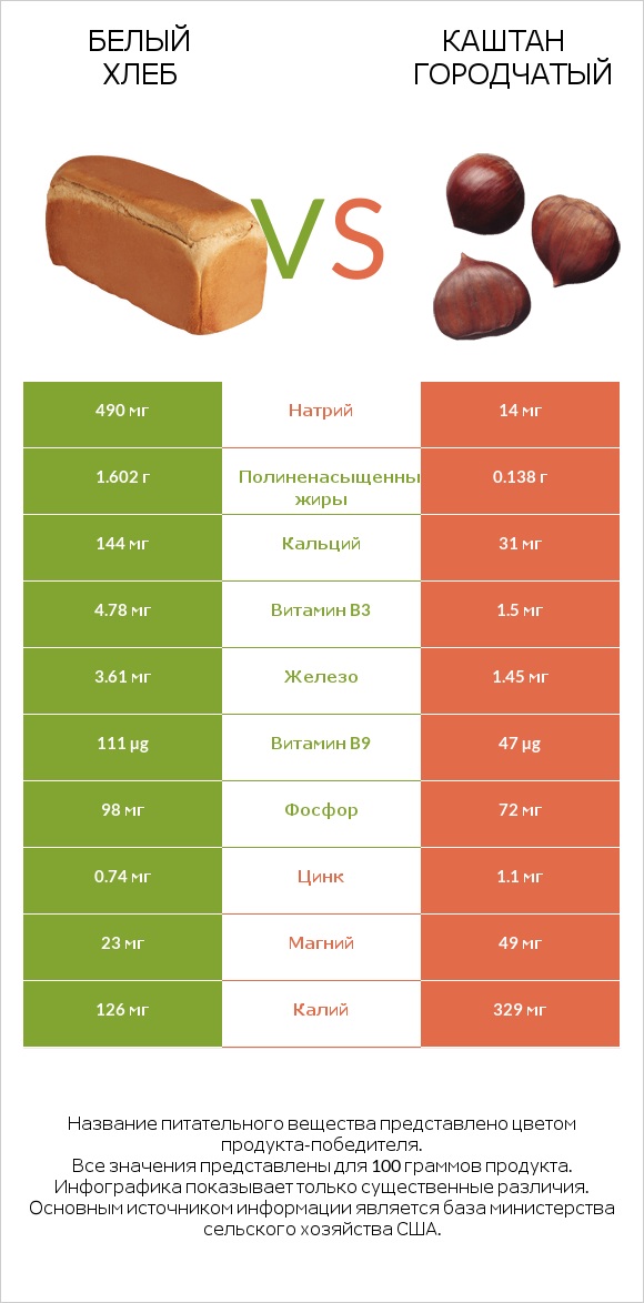Белый Хлеб vs Каштан городчатый infographic