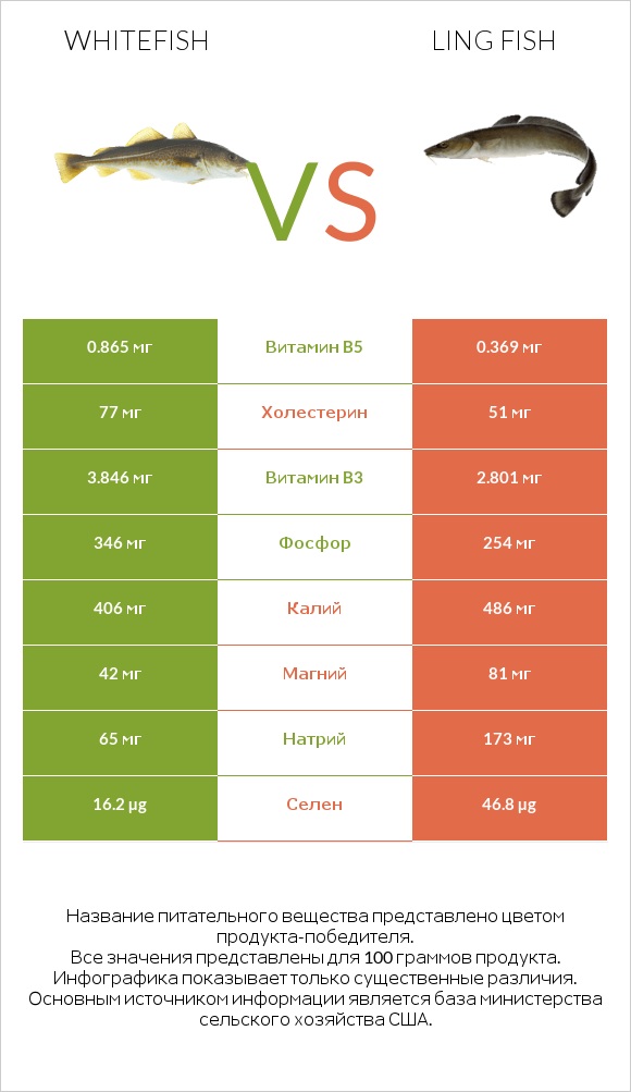 Whitefish vs Ling fish infographic