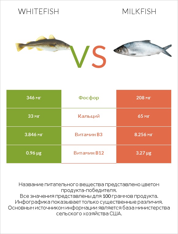 Whitefish vs Milkfish infographic