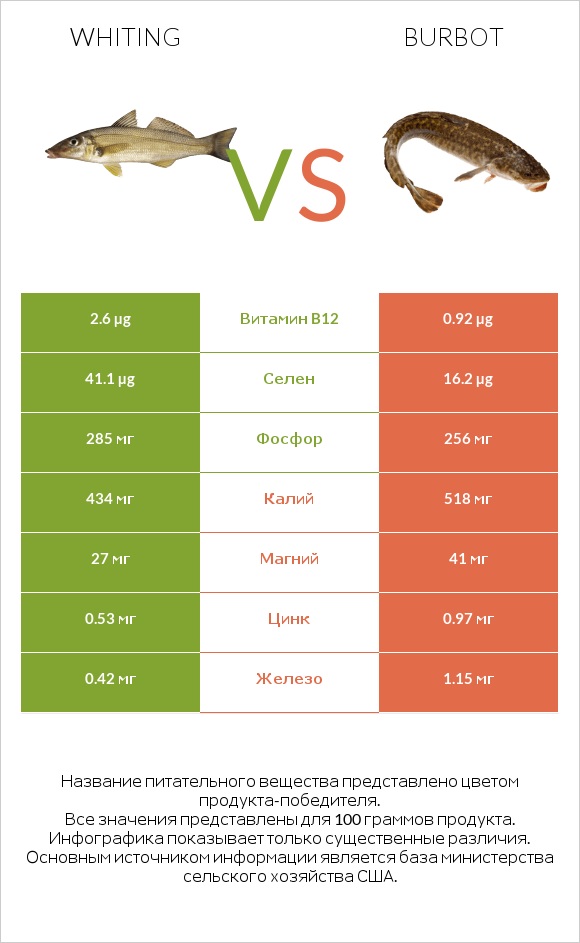 Whiting vs Burbot infographic