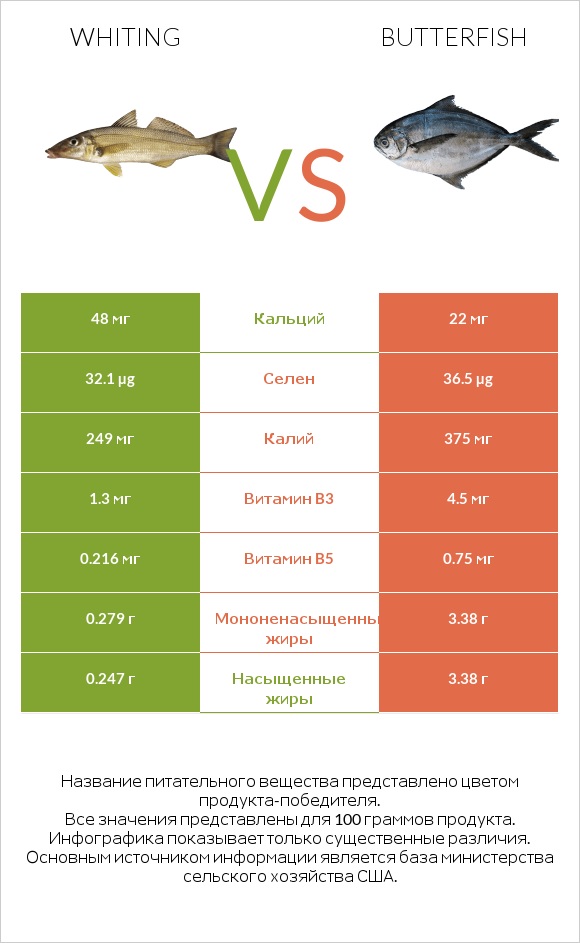 Whiting vs Butterfish infographic