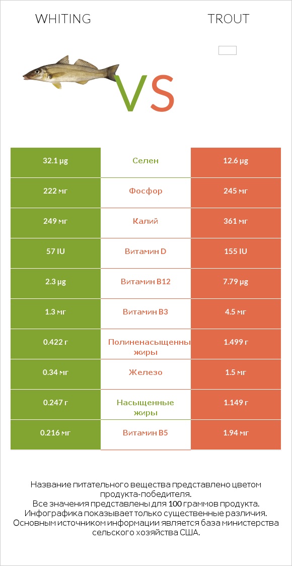 Whiting vs Trout infographic