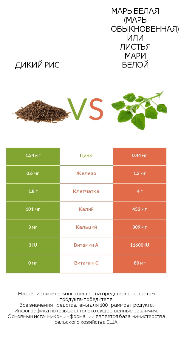 Дикий рис vs Марь белая (Марь обыкновенная) или Листья мари белой infographic