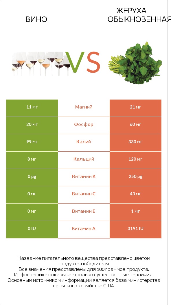 Вино vs Жеруха обыкновенная infographic