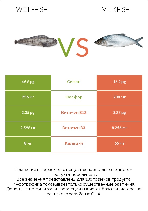 Wolffish vs Milkfish infographic