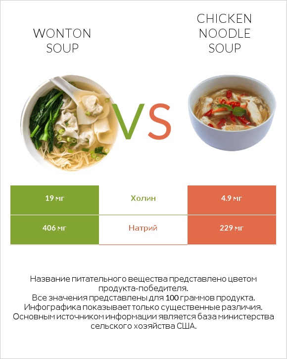 Wonton soup vs Chicken noodle soup infographic