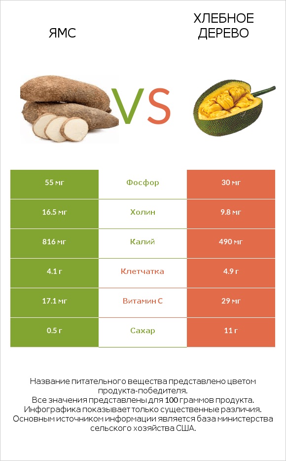Ямс vs Хлебное дерево infographic