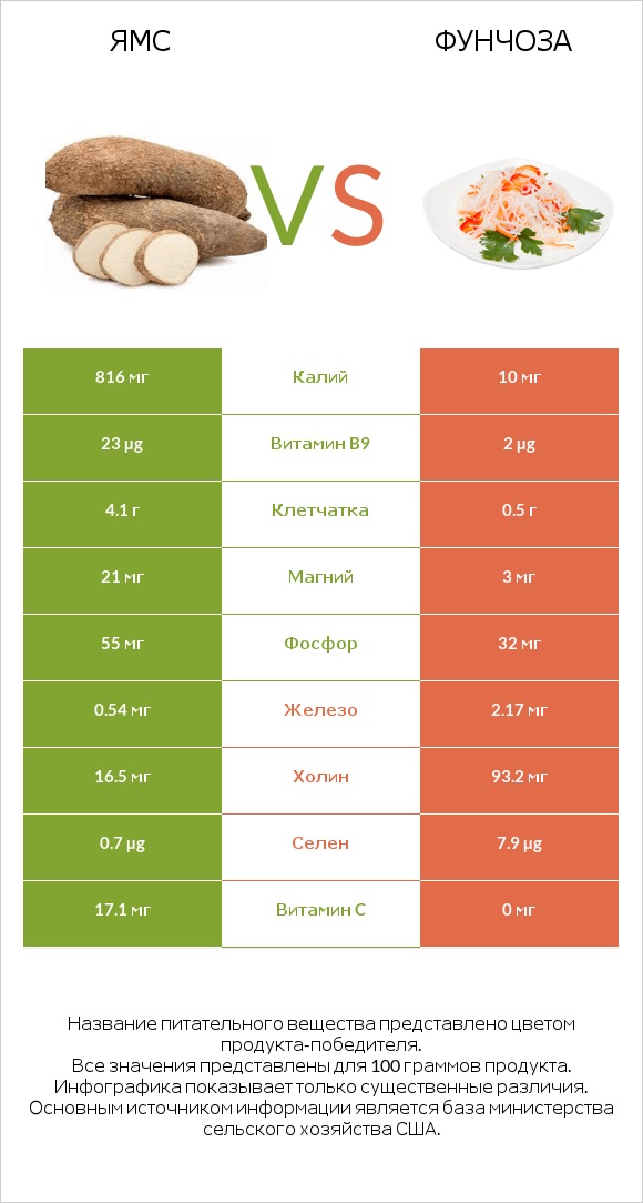 Ямс vs Фунчоза infographic
