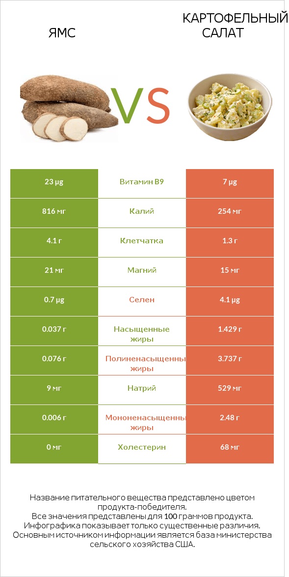 Ямс vs Картофельный салат infographic