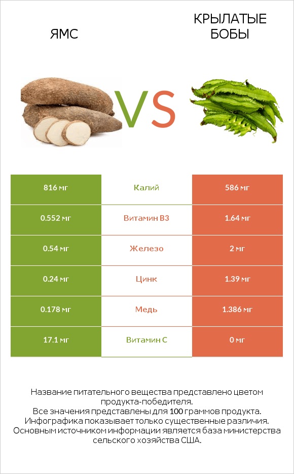 Ямс vs Крылатые бобы infographic