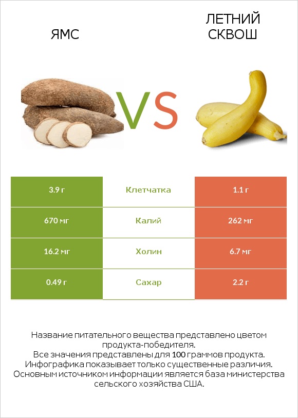 Ямс vs Кабачок infographic