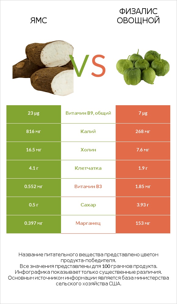 Ямс vs Физалис овощной infographic