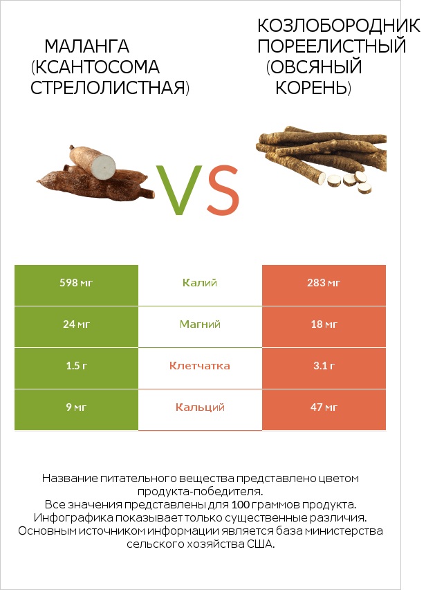 Yautia vs Salsify infographic