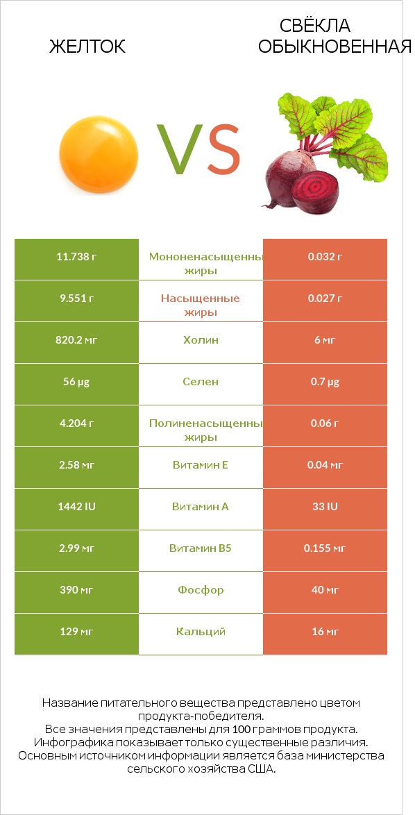 Желток vs Свёкла обыкновенная infographic