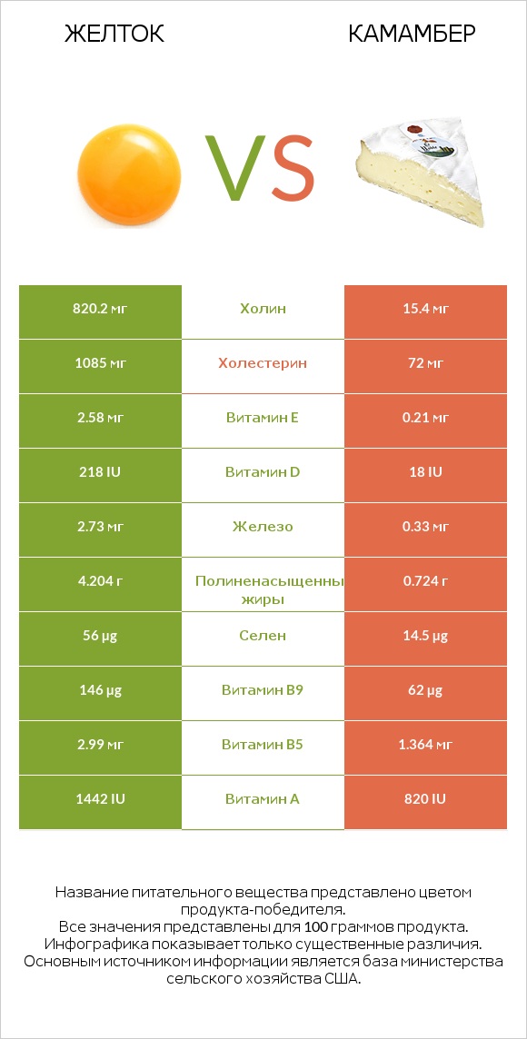 Желток vs Камамбер infographic