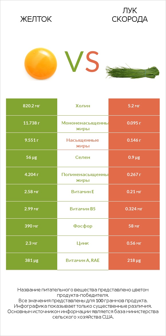 Желток vs Лук скорода infographic