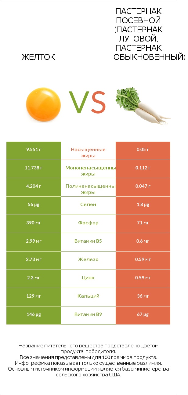 Желток vs Пастернак посевной (Пастернак луговой, Пастернак обыкновенный) infographic