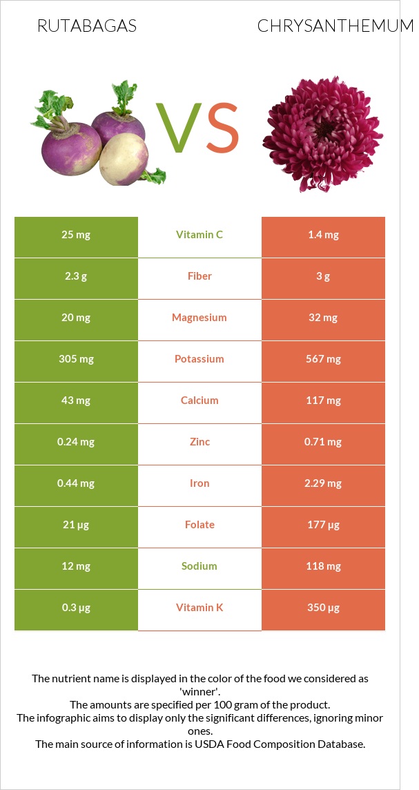 Rutabagas vs Chrysanthemum infographic