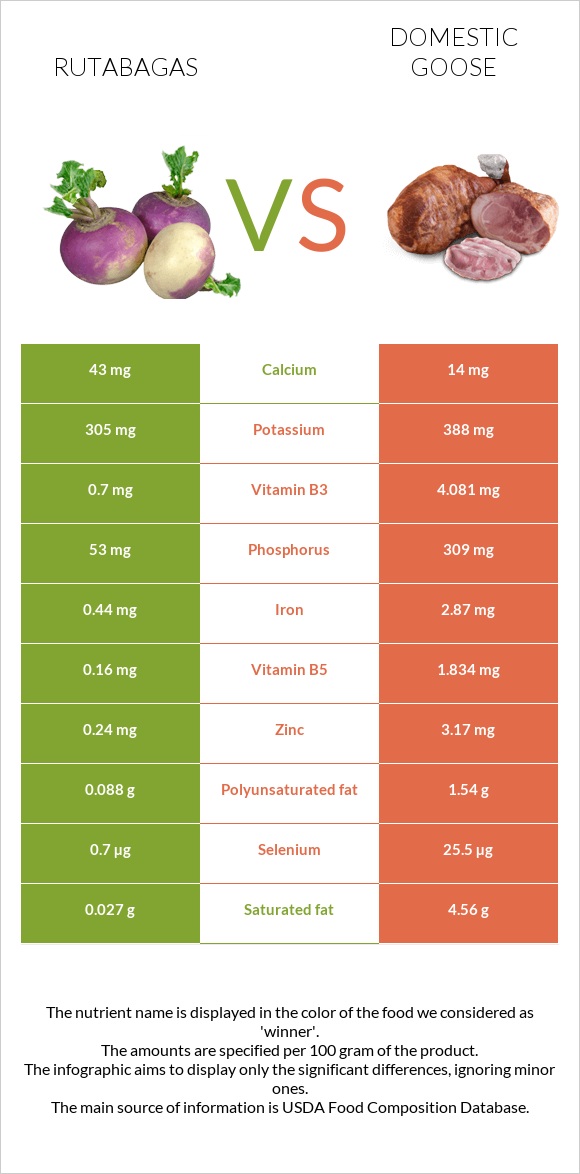 Rutabagas vs Domestic goose infographic