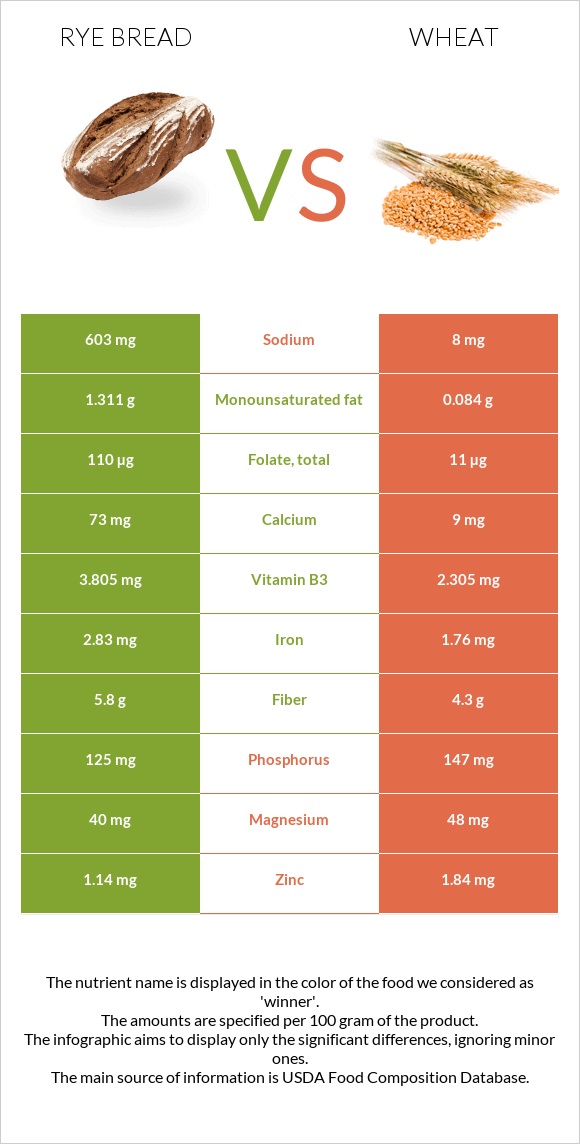 Rye bread vs Wheat infographic