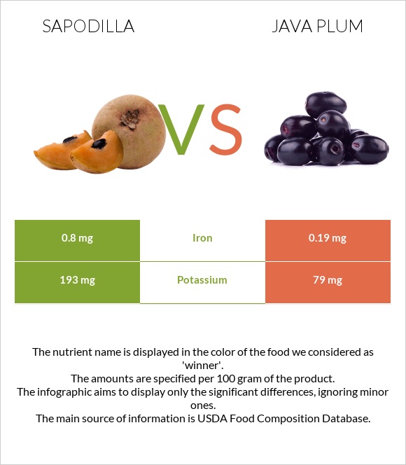 Sapodilla vs Java plum infographic