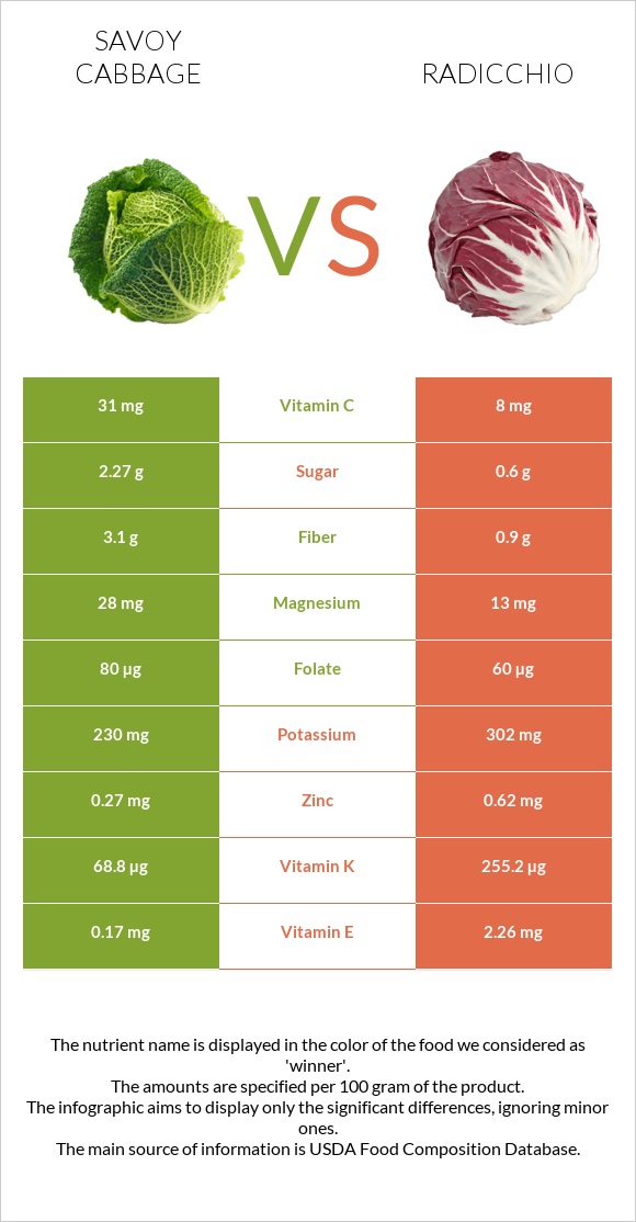 Savoy cabbage vs Radicchio infographic