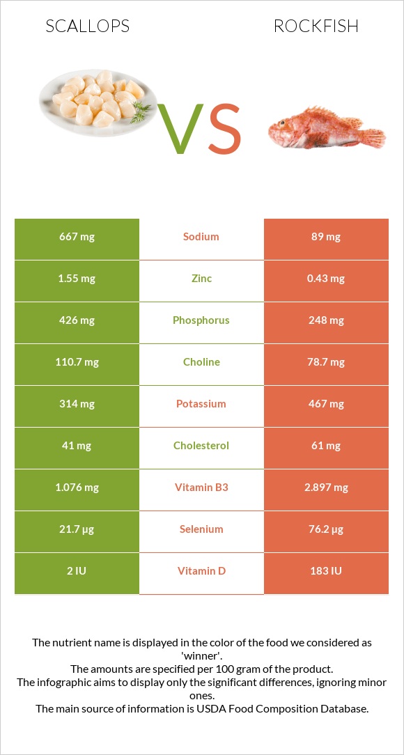 Scallop vs Rockfish infographic