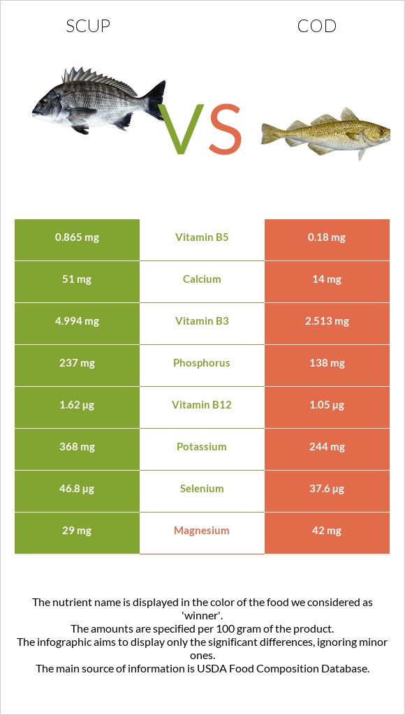 Scup vs Cod infographic